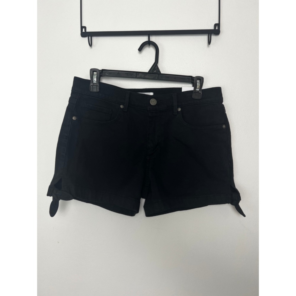 Loft‎ Womens Black Side Tie Hem Denim Shorts Size 28 New With Tags